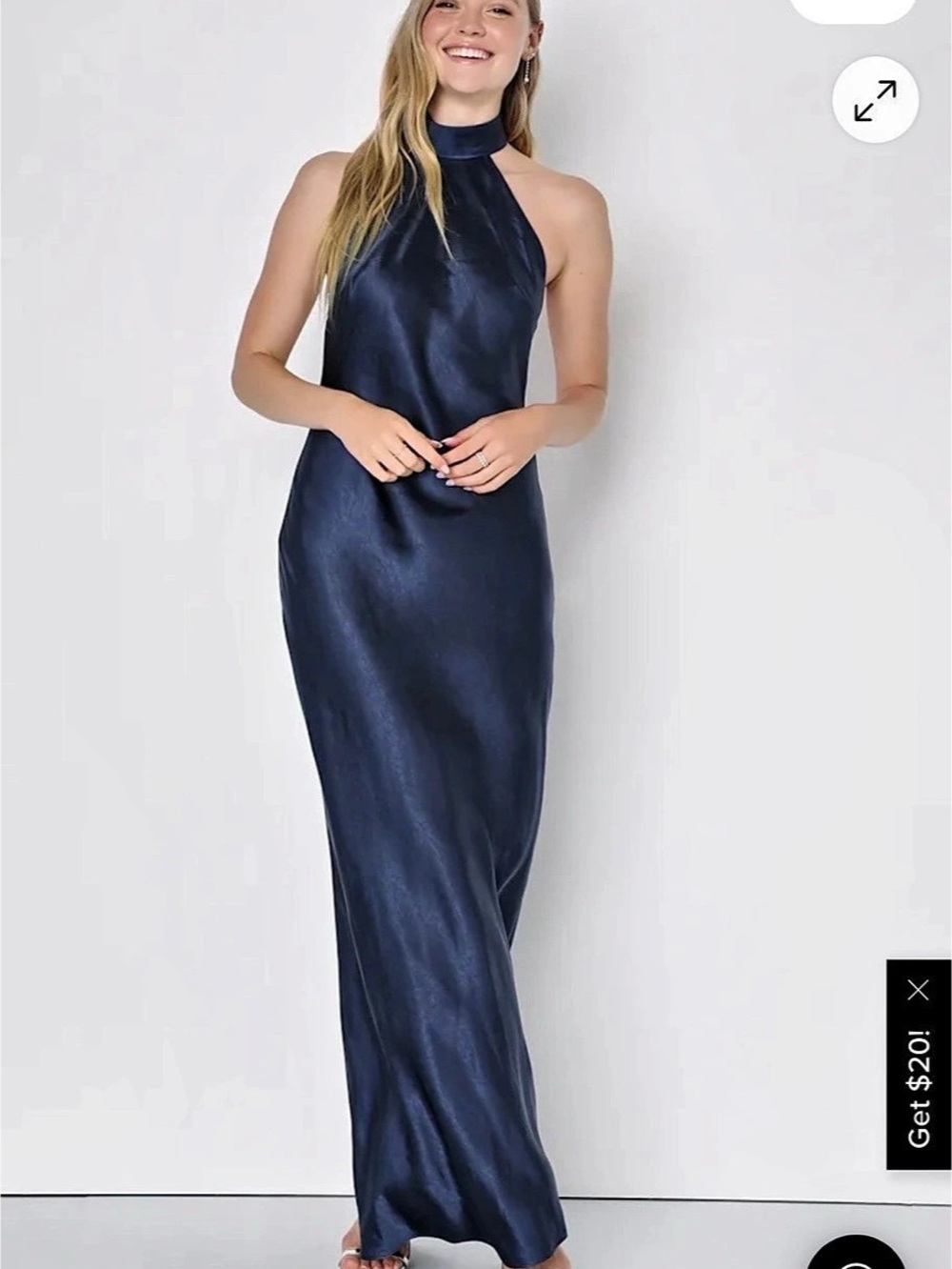 Lulus Love in Your Life Navy Blue Satin Halter Maxi Dress